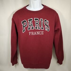 Paris France Maroon Crewneck Fleece Sweatshirt Medium